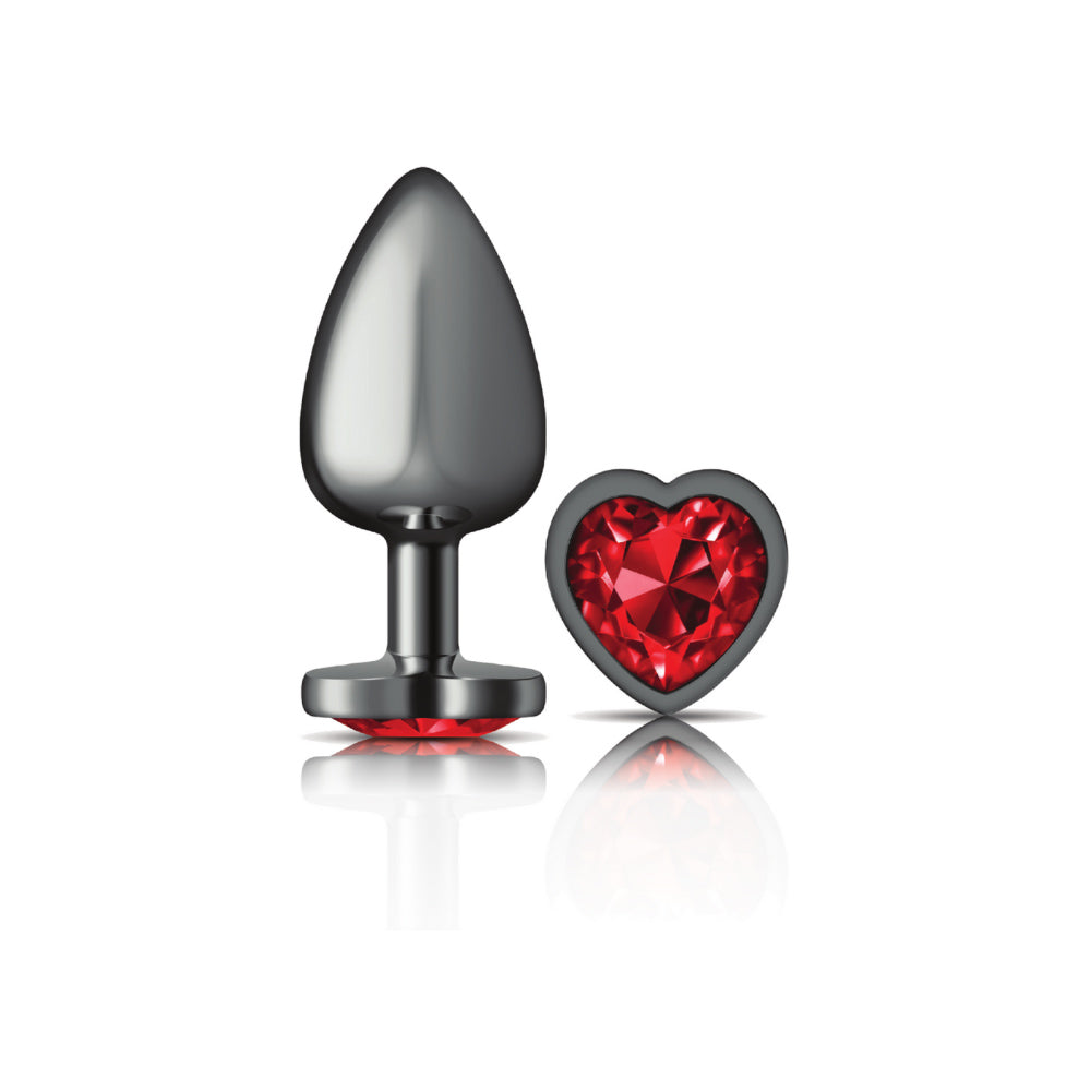 "Deep Red Heart Gem Gunmetal Metal Plug - Lg VB-CC9137"