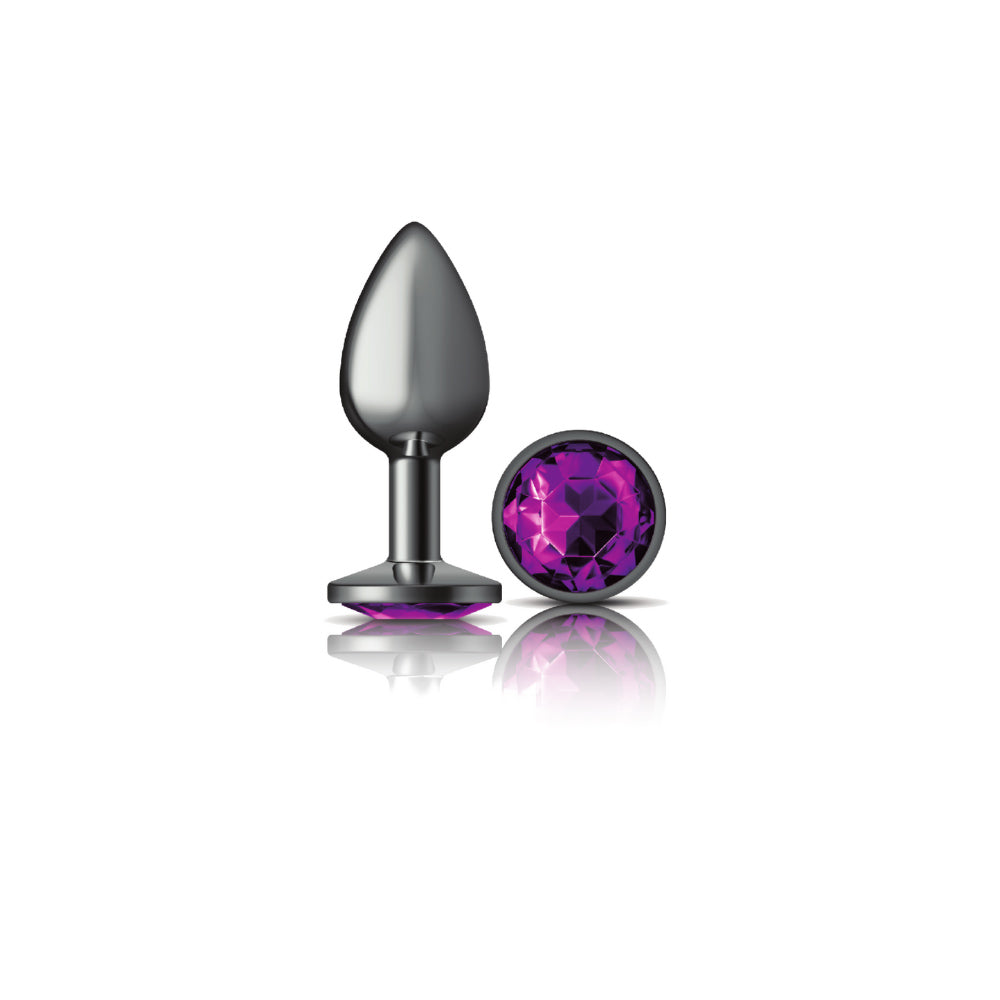 "Purple Round Gem Gunmetal Metal Plug - Sm VB-CC9123"