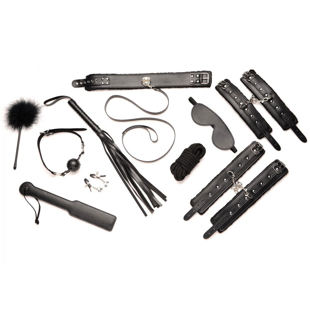 "Hook Up 10 Piece Plush Bondage Set - Black MS-AG989-BLK"