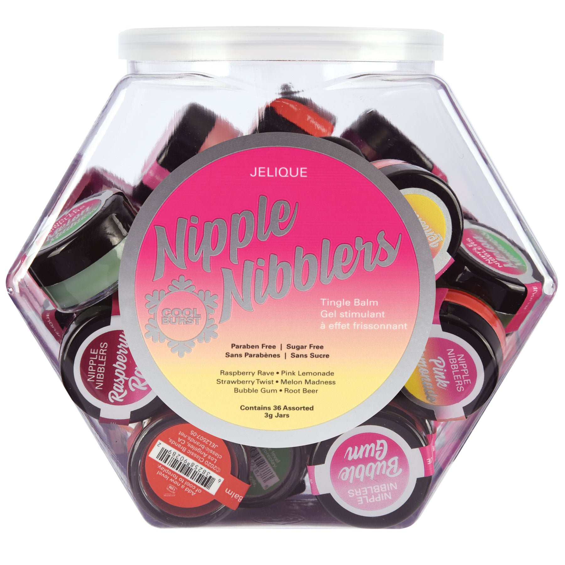 "Nipple Nibblers Tingle Balm - 36 Pc. Bowl - 3gm Jars Assorted JEL2500-99"