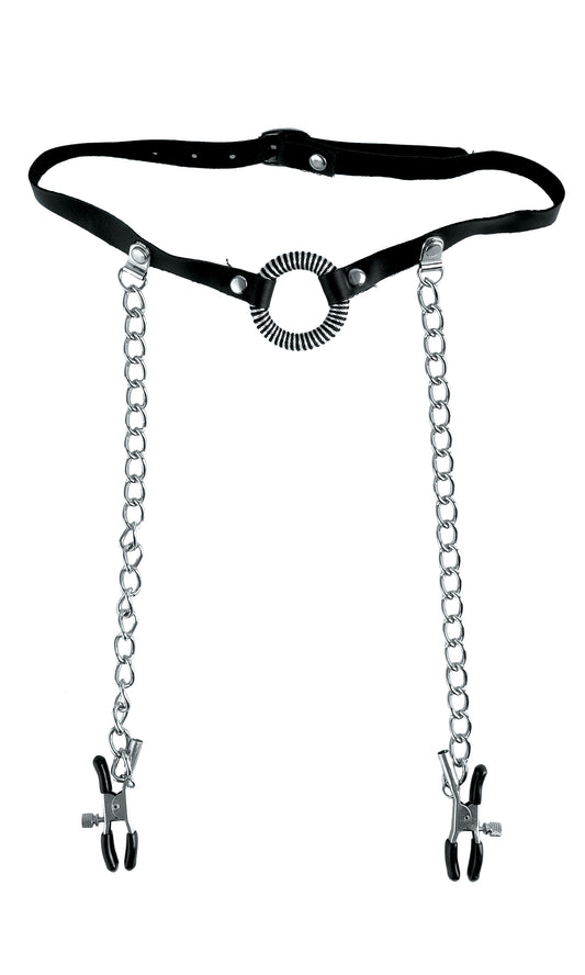 "Fetish Fantasy Series O-Ring Gag With Nipple Clamps PD3845-23"