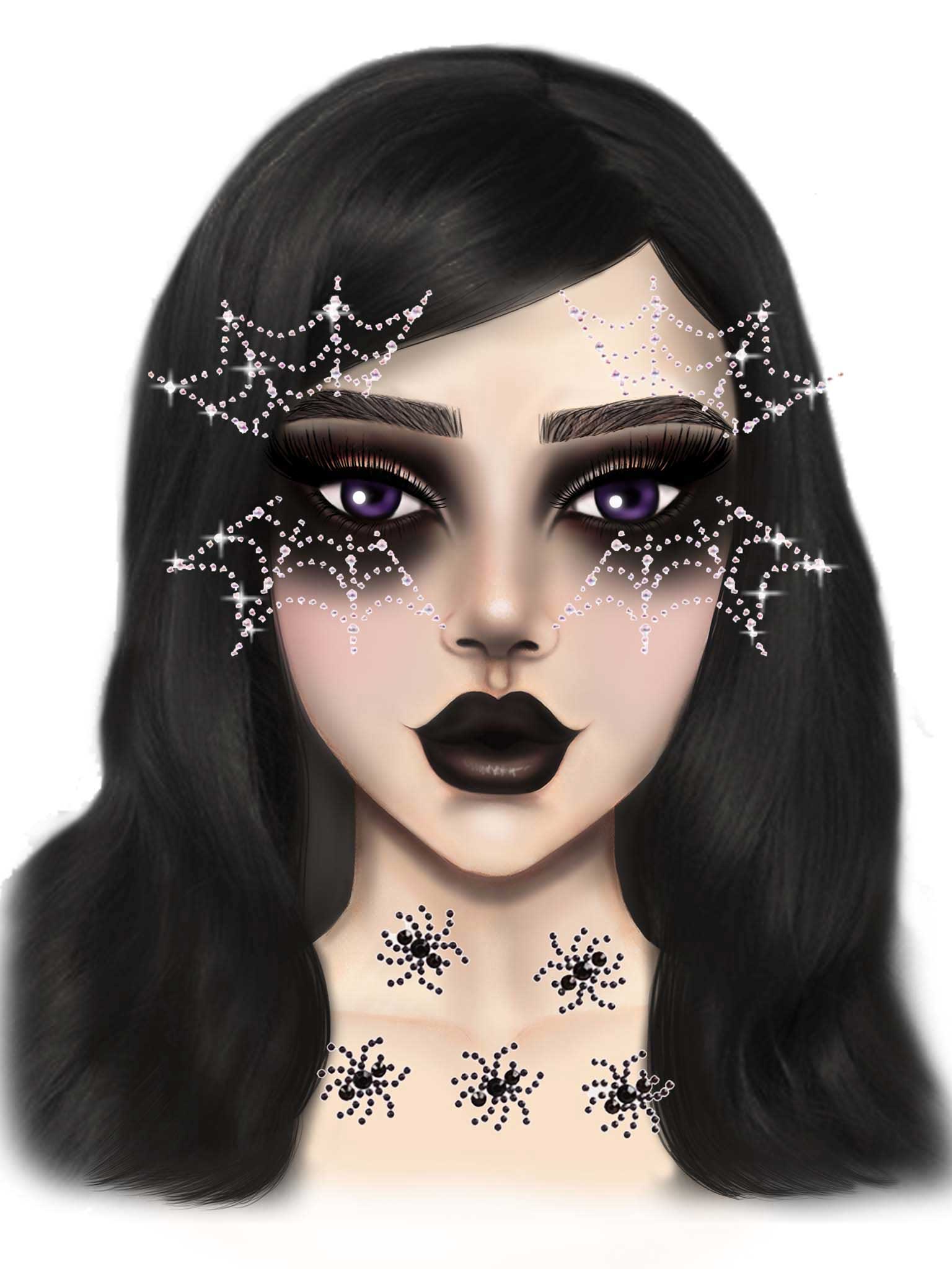 "Spider Web Face Jewels Sticker LA-EYE047"